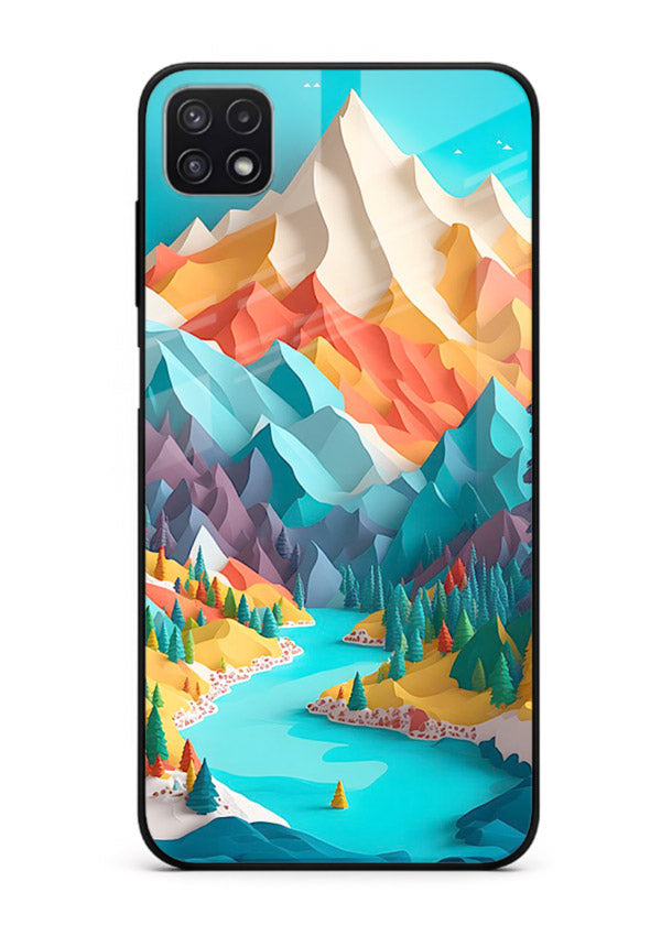 Vibrant Alpine Valley colorful alpine landscape artwork Samsung A22 5G glass back cover