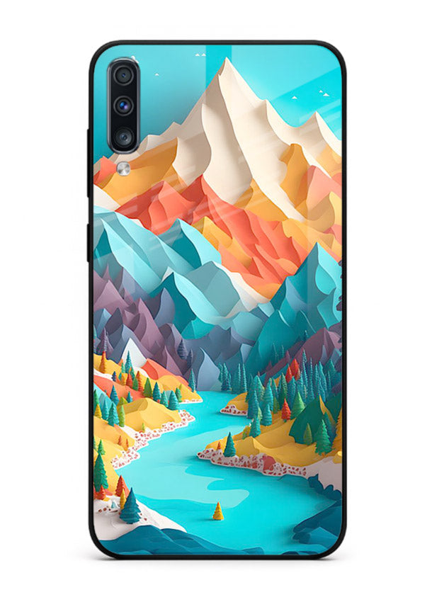 Vibrant Alpine Valley colorful alpine landscape artwork Samsung A70 glass back cover