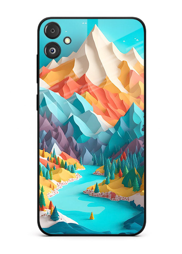 Vibrant Alpine Valley colorful alpine landscape artwork Samsung F05 5G glass back cover