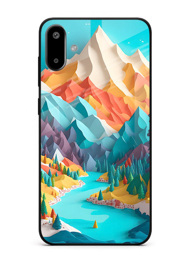 Vibrant Alpine Valley colorful alpine landscape artwork Samsung F06 5G glass back cover