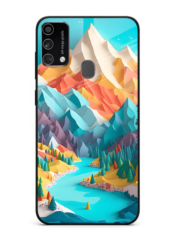 Vibrant Alpine Valley colorful alpine landscape artwork Samsung F41 glass back cover