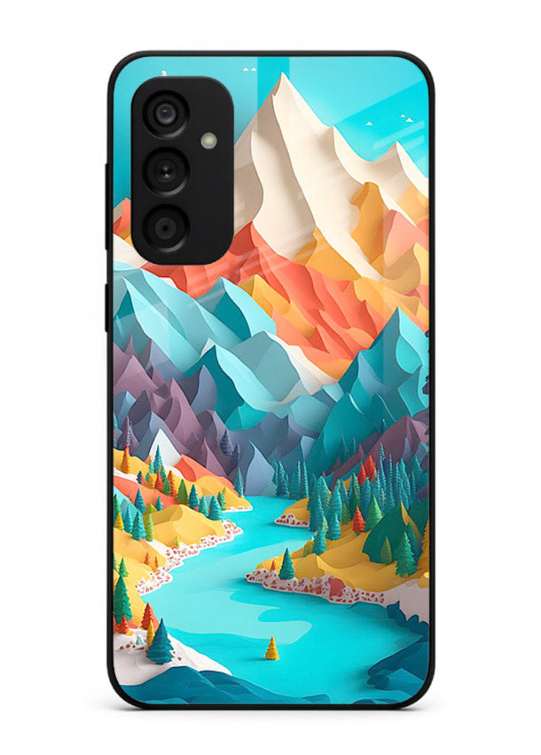 Vibrant Alpine Valley colorful alpine landscape artwork Samsung A14 5G glass back cover