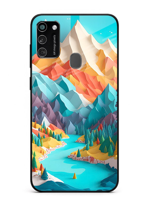 Vibrant Alpine Valley colorful alpine landscape artwork Samsung M30s glass back cover