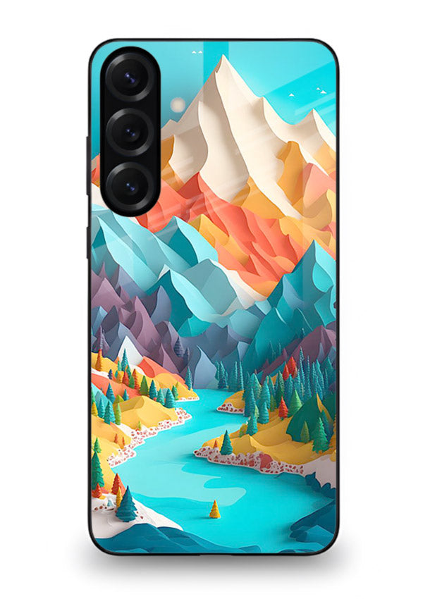 Vibrant Alpine Valley colorful alpine landscape artwork Samsung A56 5G glass back cover