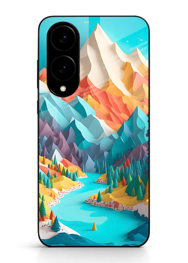 Vibrant Alpine Valley colorful alpine landscape artwork Samsung S25 Edge glass back cover
