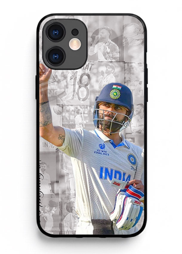Cricket victory celebration artwork on glossy tempered glass iPhone 12 back cover