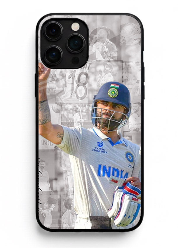 Cricket victory celebration artwork on glossy tempered glass iPhone 15 Pro Max back cover