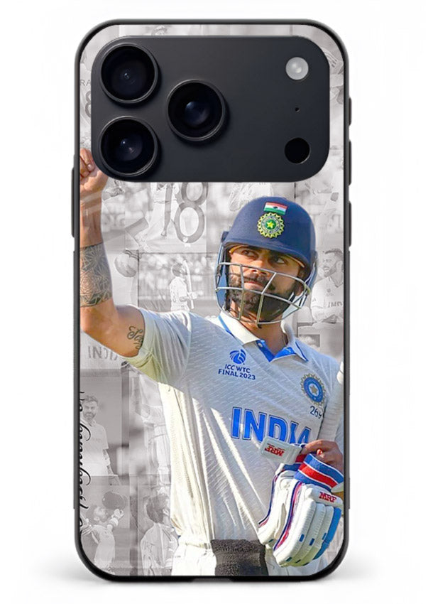 Cricket victory celebration artwork on glossy tempered glass iPhone 18 Pro Max back cover