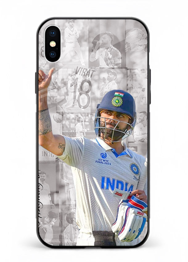 Cricket victory celebration artwork on glossy tempered glass iPhone XS Max back cover