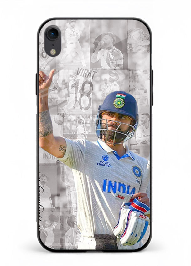 Cricket victory celebration artwork on glossy tempered glass iPhone XR back cover