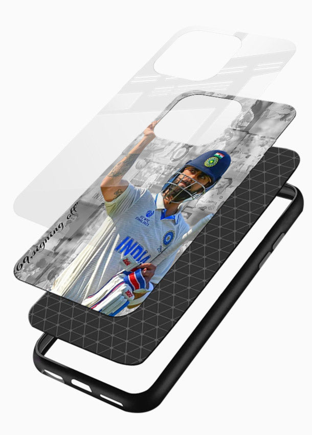 Cricket victory celebration artwork on glossy tempered glass mobile cover - 3