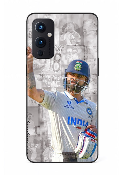 Cricket victory celebration artwork on glossy tempered glass OnePlus 9 Pro back cover