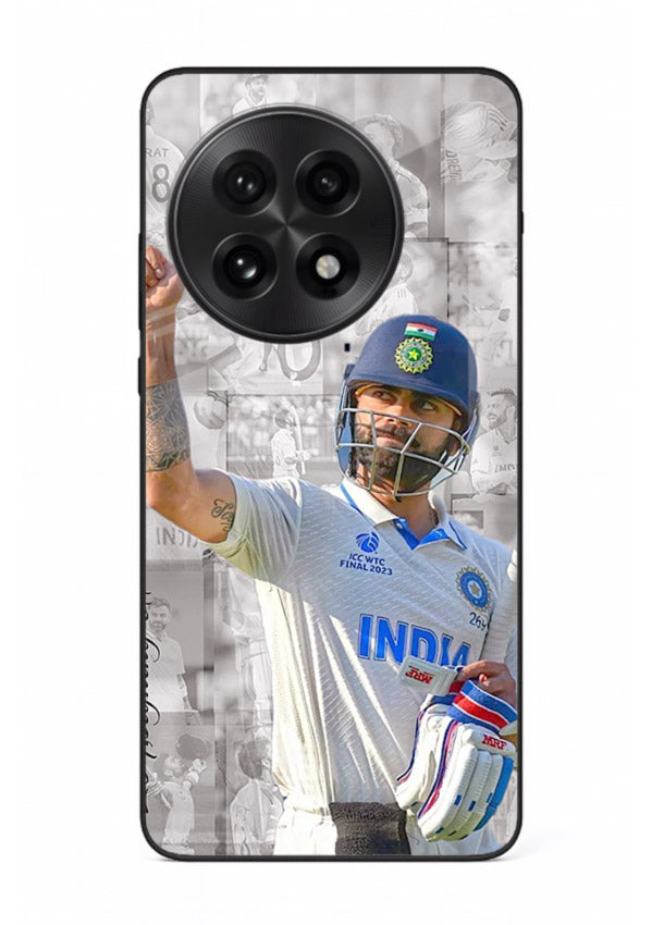Cricket victory celebration artwork on glossy tempered glass OnePlus 13R back cover