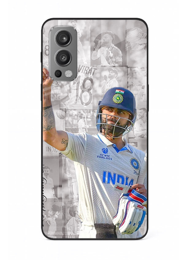 Cricket victory celebration artwork on glossy tempered glass OnePlus Nord 2 back cover