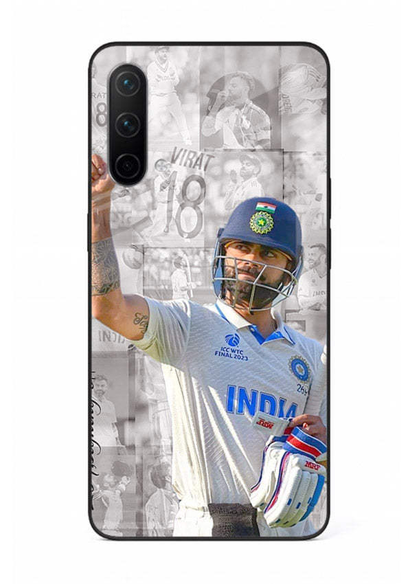Cricket victory celebration artwork on glossy tempered glass OnePlus Nord CE 5G back cover