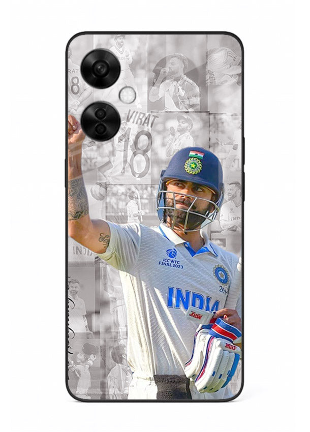 Cricket victory celebration artwork on glossy tempered glass OnePlus Nord CE3 Lite back cover