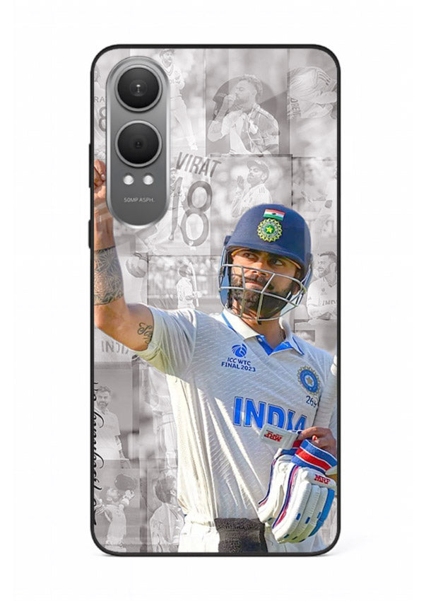 Cricket victory celebration artwork on glossy tempered glass OnePlus Nord CE4 Lite back cover