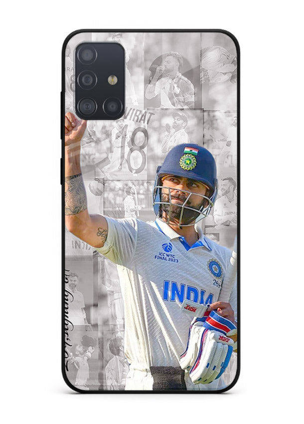 Cricket victory celebration artwork on glossy tempered glass Samsung A51 back cover