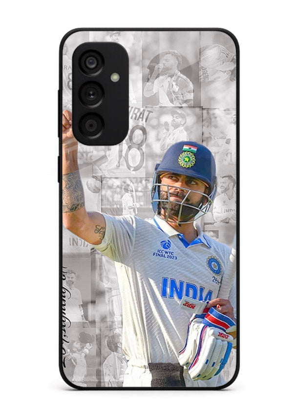 Cricket victory celebration artwork on glossy tempered glass Samsung F55 5G back cover