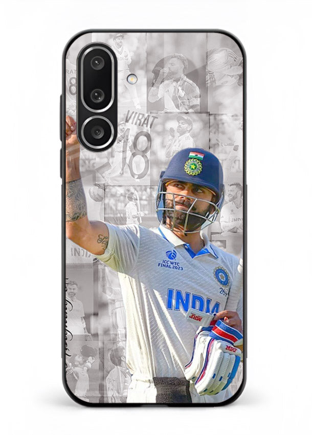 Cricket victory celebration artwork on glossy tempered glass Samsung M56 5G back cover