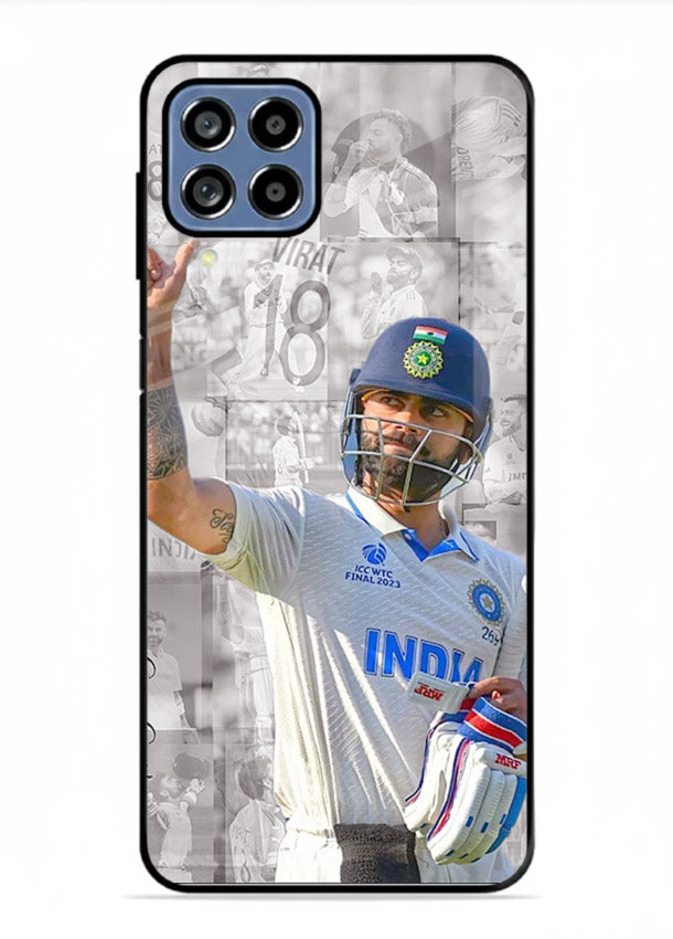 Cricket victory celebration artwork on glossy tempered glass Samsung F62 back cover