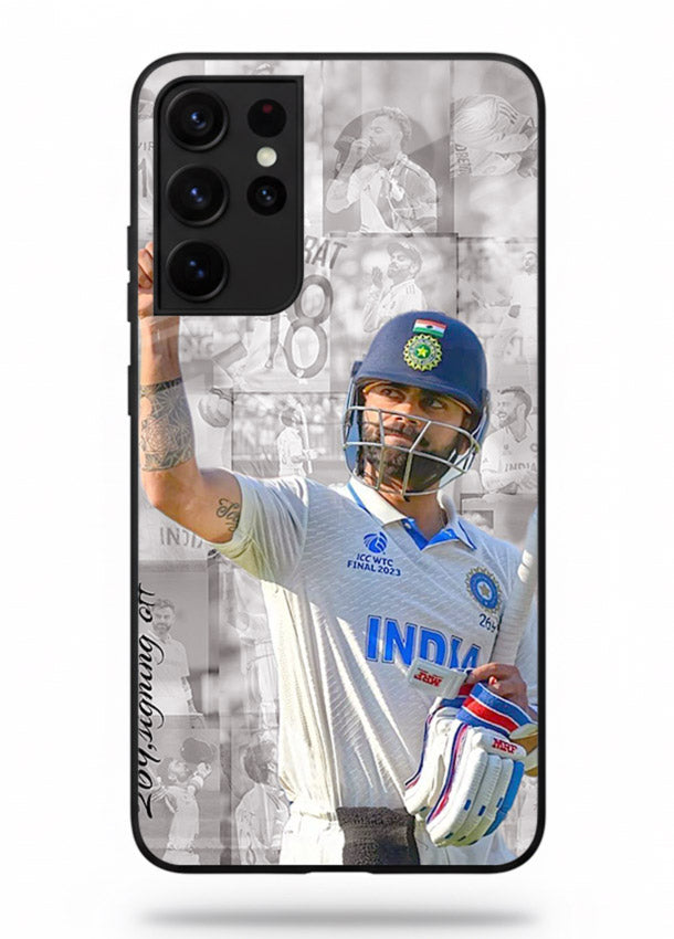 Cricket victory celebration artwork on glossy tempered glass Samsung S21 Ultra back cover