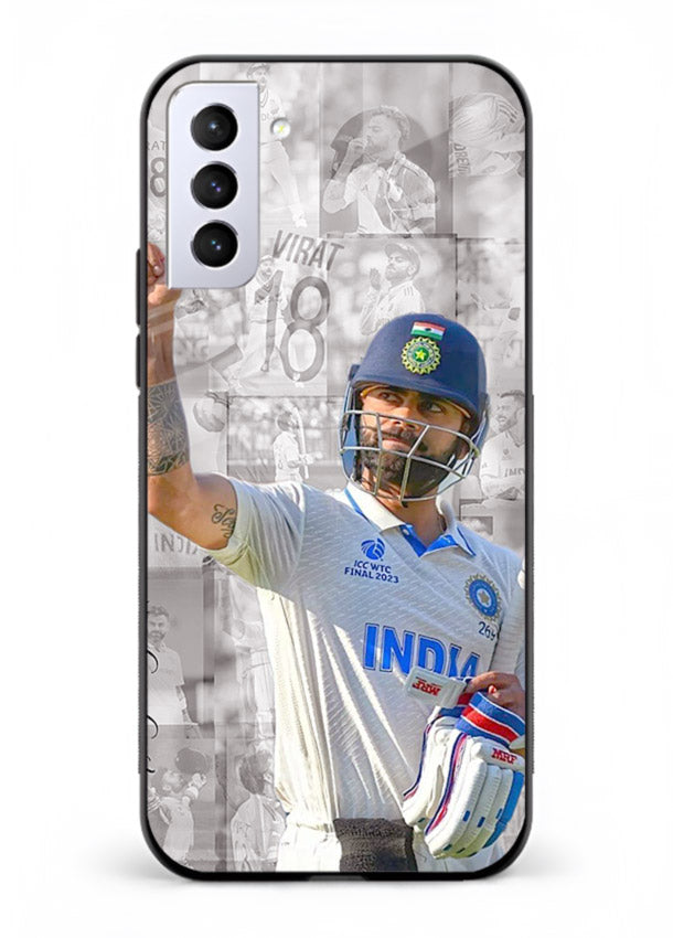 Cricket victory celebration artwork on glossy tempered glass Samsung S21 FE back cover