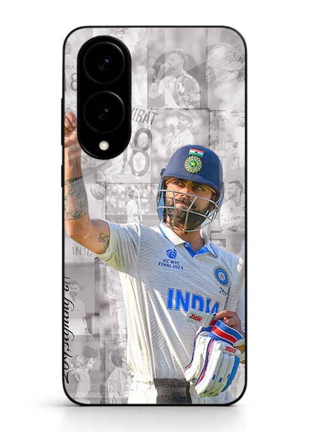 Cricket victory celebration artwork on glossy tempered glass Samsung S25 Edge back cover