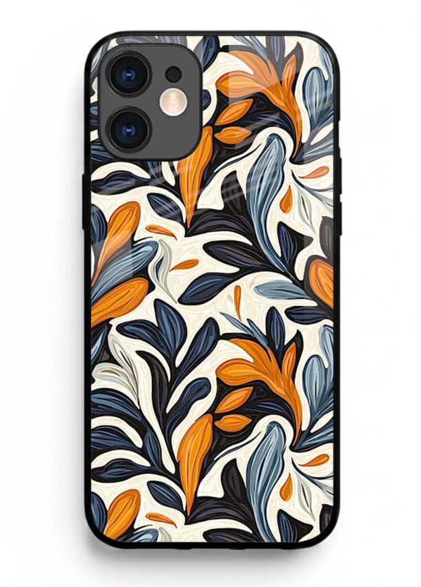Vintage Leaf Pattern botanical aesthetic iphone 12 mini glass back cover