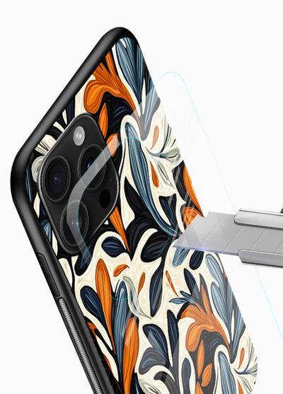 Vintage Leaf Pattern botanical aesthetic glossy vibrant premium glass back cover - Angle Blade