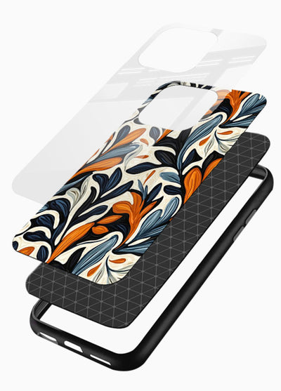 Vintage Leaf Pattern botanical aesthetic glossy vibrant premium glass back cover - Angle Layers