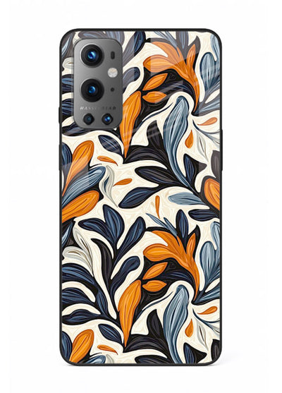 Vintage Leaf Pattern botanical aesthetic OnePlus 9 glass back cover