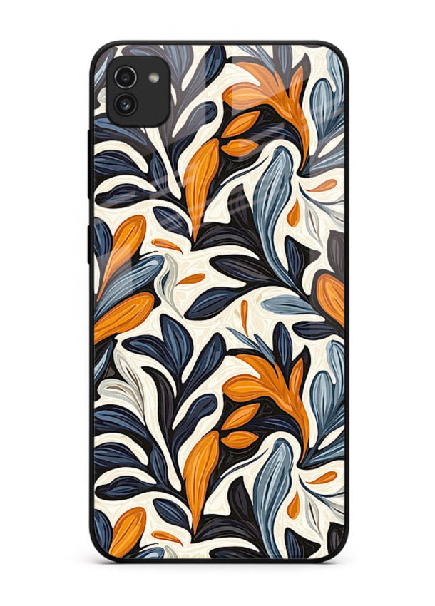 Vintage Leaf Pattern botanical aesthetic Samsung A03 glass back cover