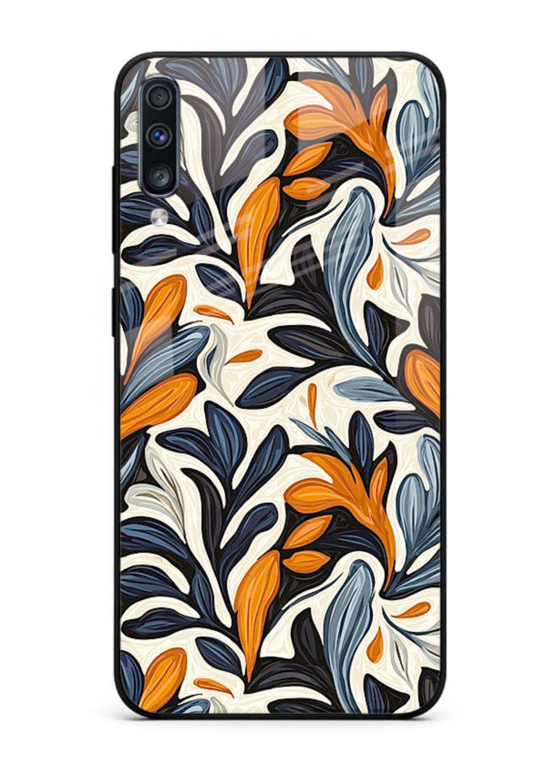 Vintage Leaf Pattern botanical aesthetic Samsung A50 glass back cover