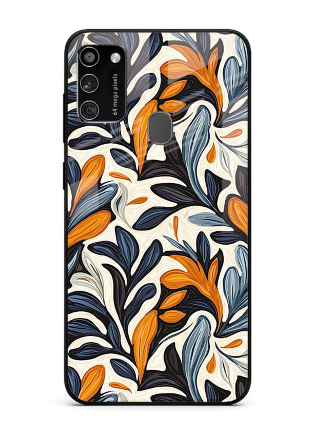 Vintage Leaf Pattern botanical aesthetic Samsung M30s glass back cover