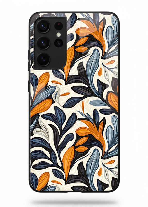 Vintage Leaf Pattern botanical aesthetic Samsung S21 Ultra glass back cover