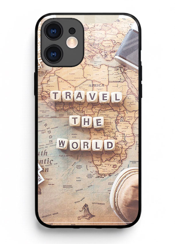 Vintage Travel Flatlay retro artwork iphone 12 mini glass back cover