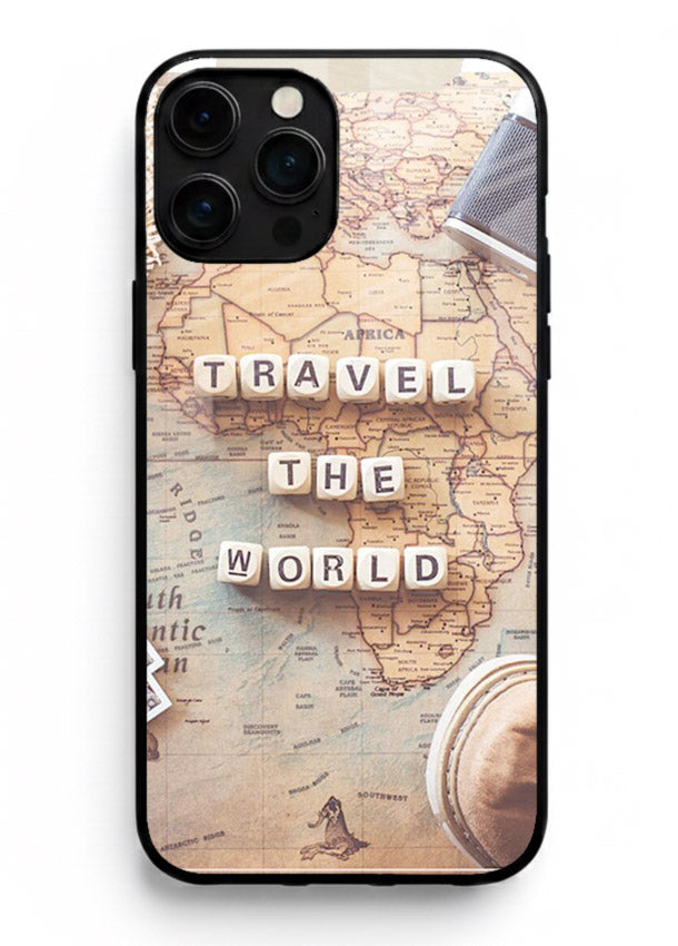 Vintage Travel Flatlay retro artwork iphone 16 pro glass back cover