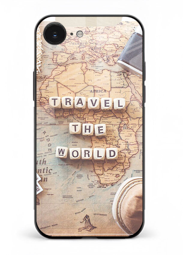 Vintage Travel Flatlay retro artwork iphone 16e glass back cover