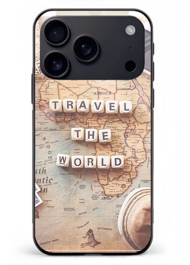 Vintage Travel Flatlay retro artwork iphone 17 pro max glass back cover