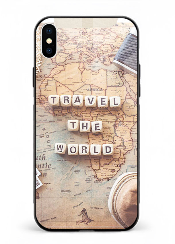 Vintage Travel Flatlay retro artwork iphone xs max glass back cover