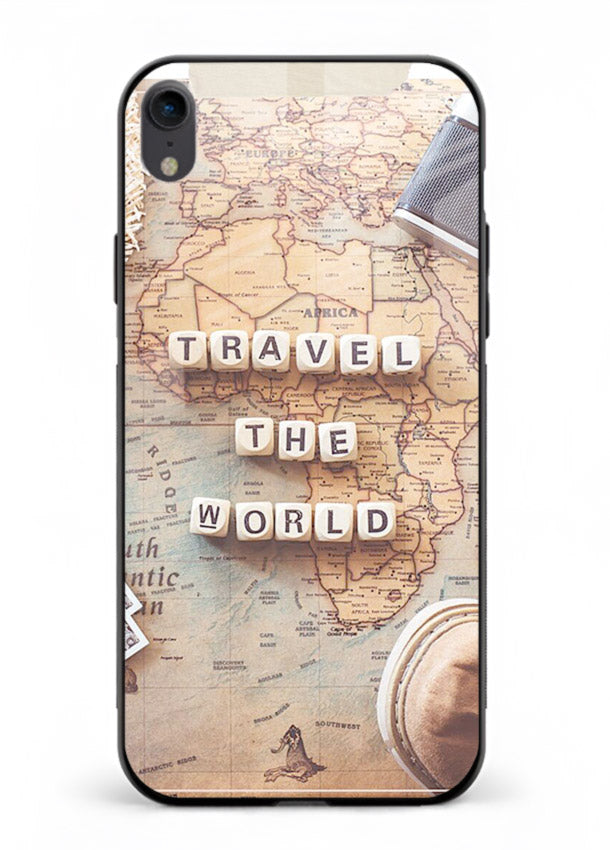 Vintage Travel Flatlay retro artwork iphone xr glass back cover