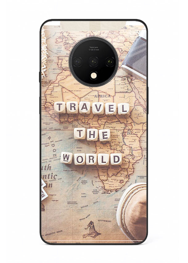 Vintage Travel Flatlay retro artwork OnePlus 7T glass back cover
