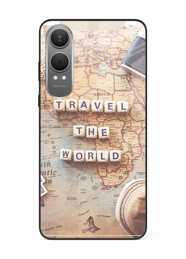 Vintage Travel Flatlay retro artwork OnePlus Nord CE4 Lite glass back cover