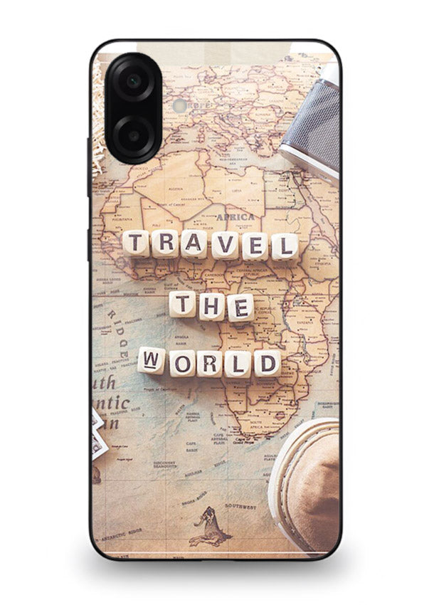 Vintage Travel Flatlay retro artwork Samsung A07 4G glass back cover