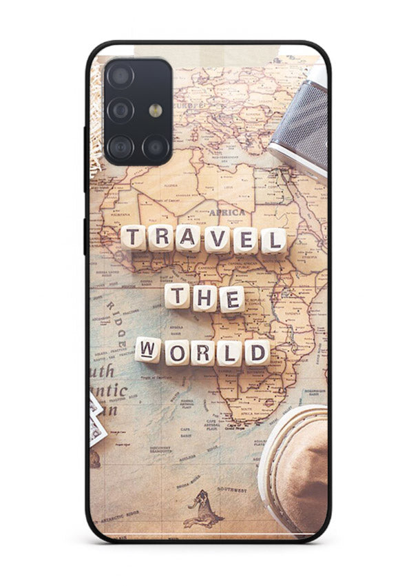 Vintage Travel Flatlay retro artwork Samsung A51 glass back cover