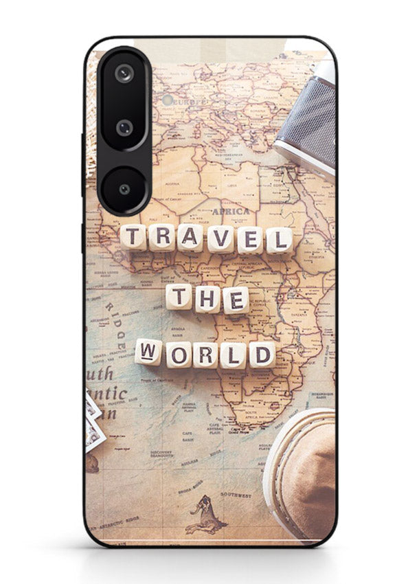 Vintage Travel Flatlay retro artwork Samsung F16 5G glass back cover