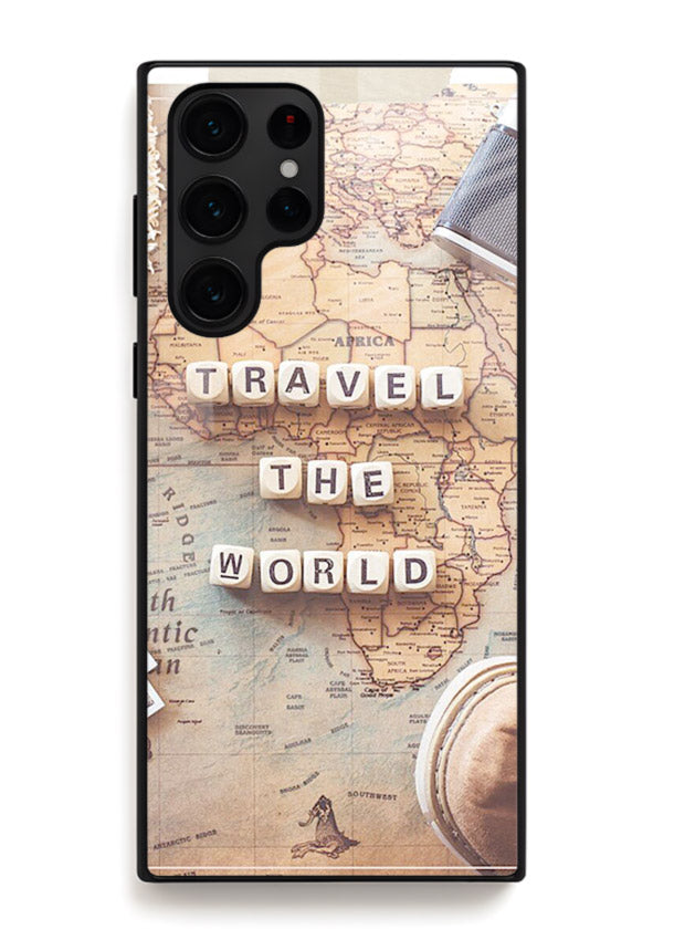 Vintage Travel Flatlay retro artwork Samsung S22 Ultra glass back cover