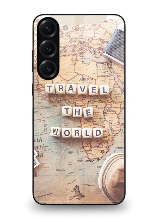 Vintage Travel Flatlay retro artwork Samsung S23 glass back cover