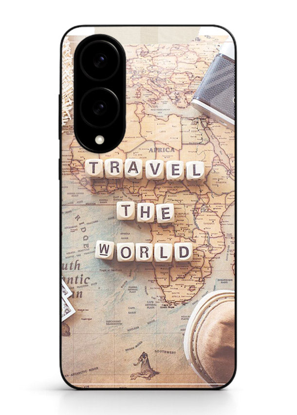 Vintage Travel Flatlay retro artwork Samsung S25 Edge glass back cover